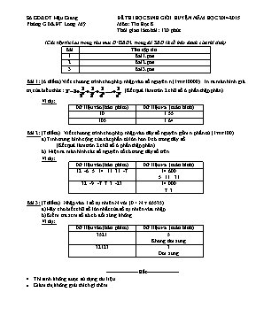 Đề thi học sinh giỏi huyện Tin học lớp 8 - Năm học 2014-2015 - Phòng GD & ĐT Long Mỹ